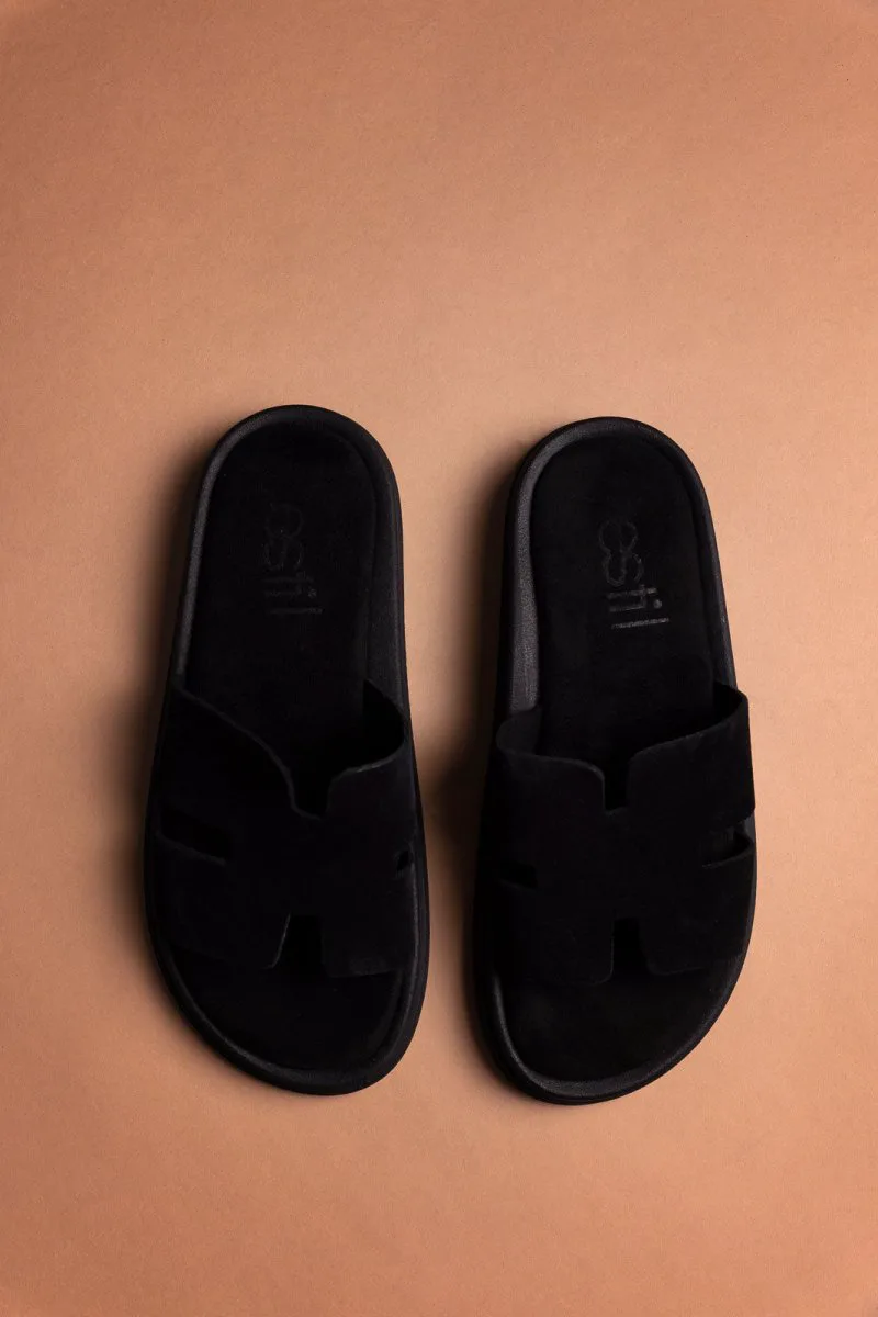 Estil Suede Sandals with Cutouts - 1805NK - Black
