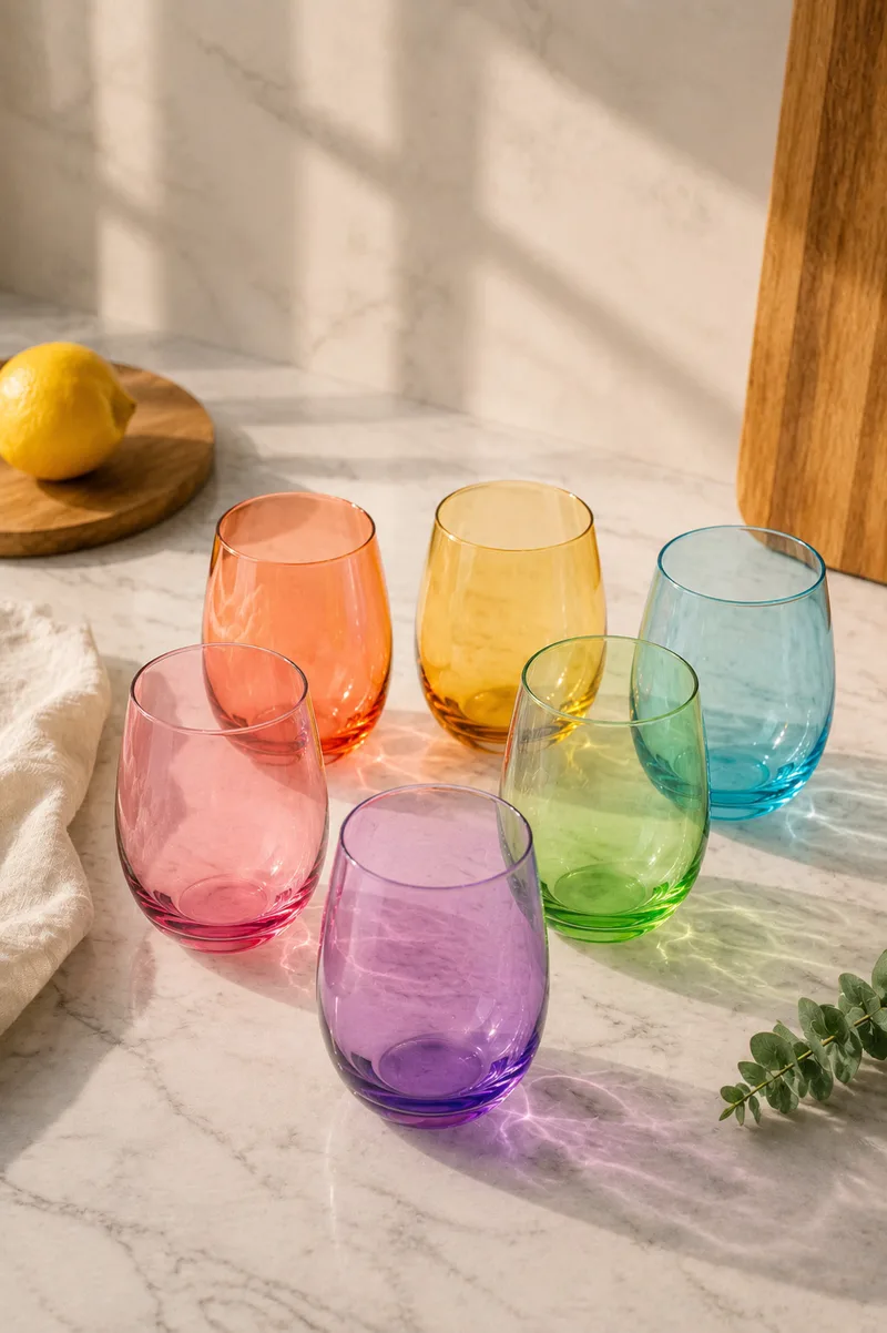 Ποτηρι Γυαλινο Χρωματιστο 500Ml Σετ Των 6 Μονόχρωμο OEM