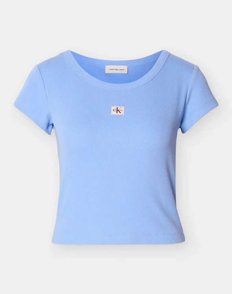 CALVIN KLEIN JEANS A- WOVEN LABEL 2X2 RIB BABY TEE LV047C200G-C32 Blue
