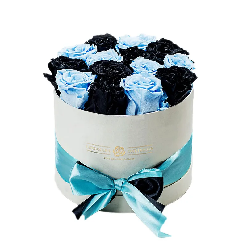 Forever Roses Μαύρο-Γαλάζιο Deluxe 19x20cm 14 τριαντάφυλλα