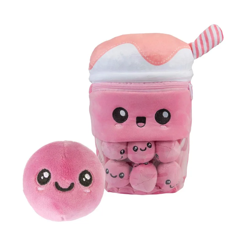 Λούτρινο Pms Boba Bubble Tea Ροζ με 6τεμ Μινι Bubbles 35cm