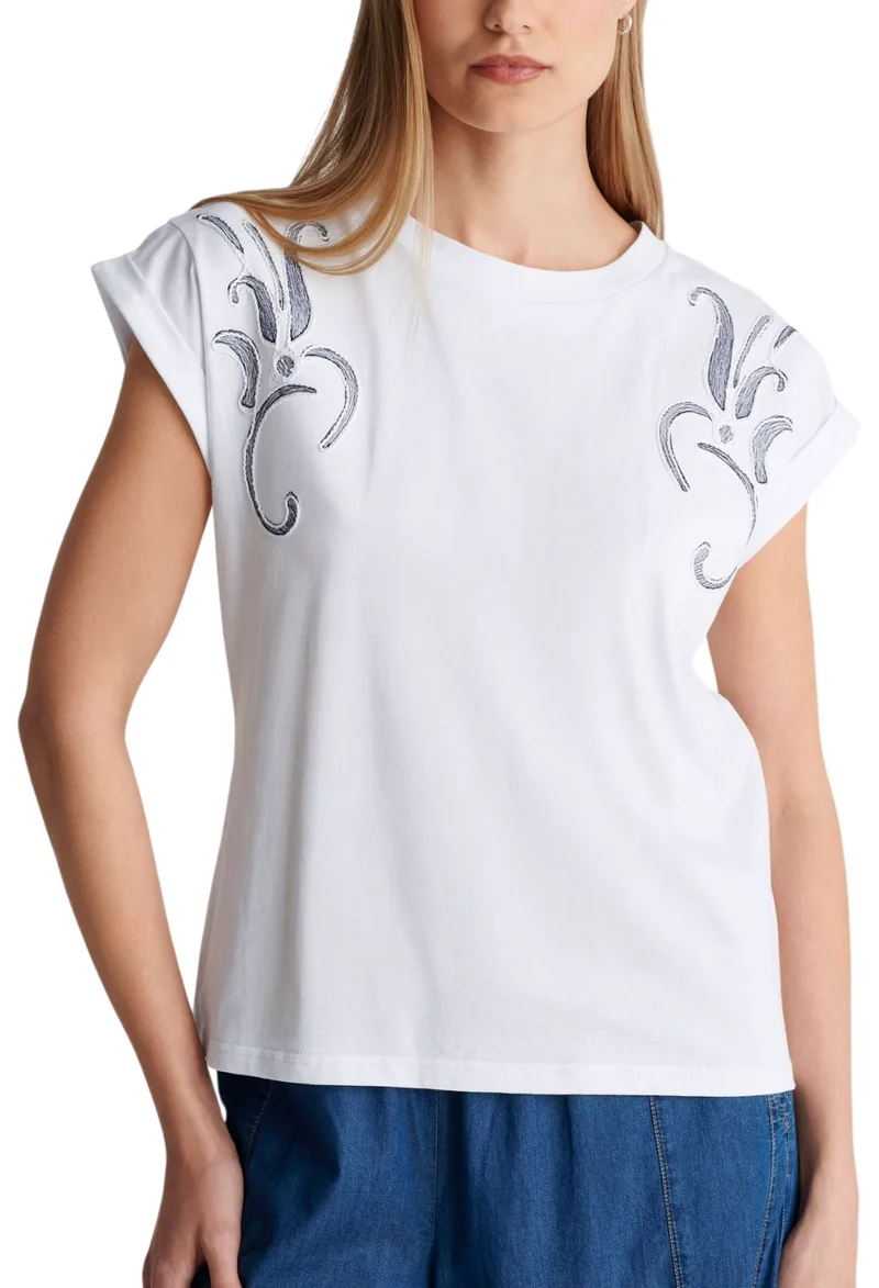 Μπλούζα Κοντομάνικη Ale Με Κέντημα 8923171-WHITE Γυναικείο