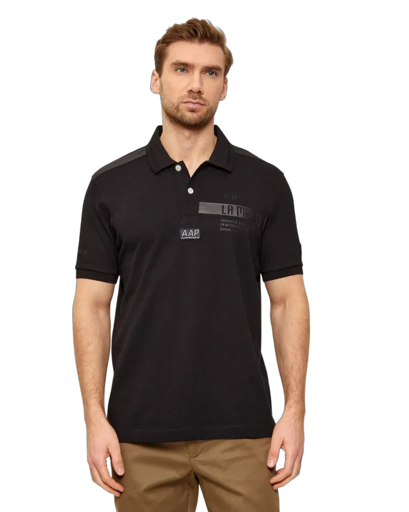 La Martina Ανδρική Polo Μπλούζα MCP321PK001-09999 Μαύρο