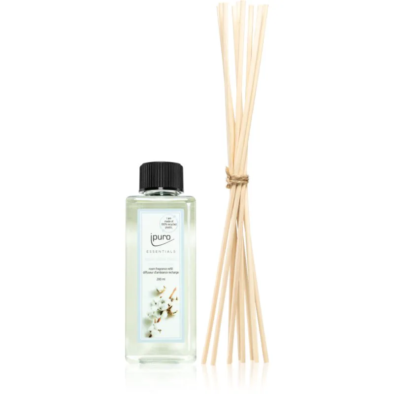 ipuro Essentials Cotton Fields ανταλλακτικό για διαχυτές αρώματος + Ανταλλακτικά στικς για τους διαχυτές αρωμάτων 200 μλ