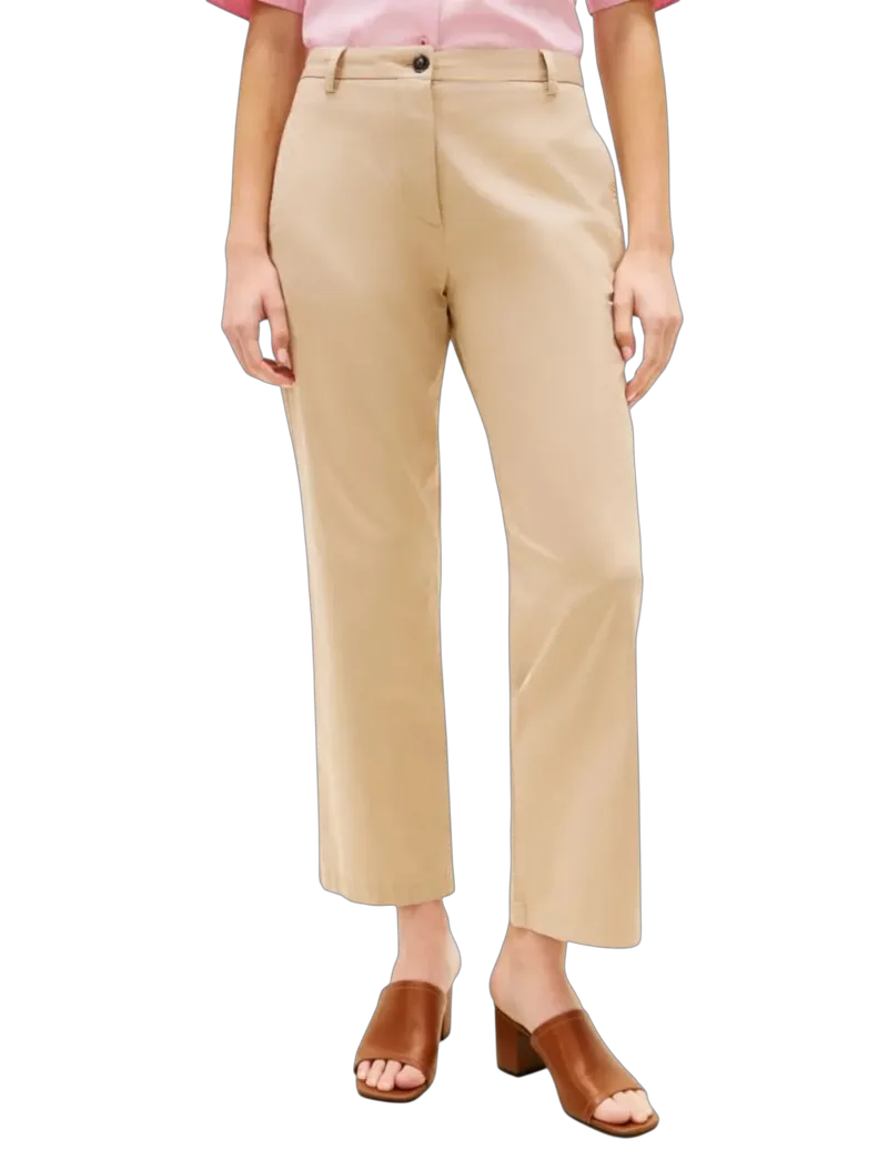 Γυναικείο Slim Straight Παντελόνι Μπεζ Tommy Hilfiger WW0WW49647-AEG