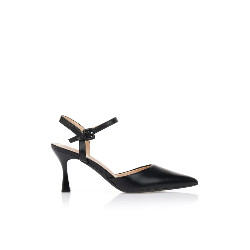 Γόβες slingback δερματίνη ΜΑΥΡΟ