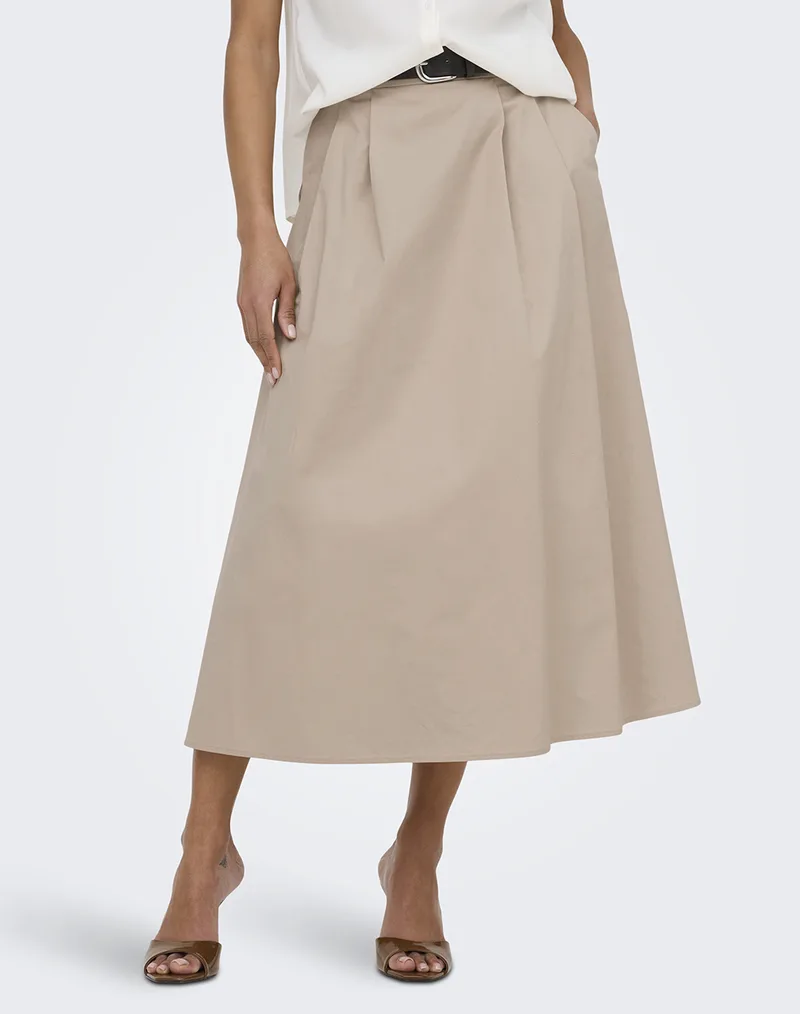 ONLY ONLZORA HW LONG BELT SKIRT PNT 15370607-Oxford Tan Biege
