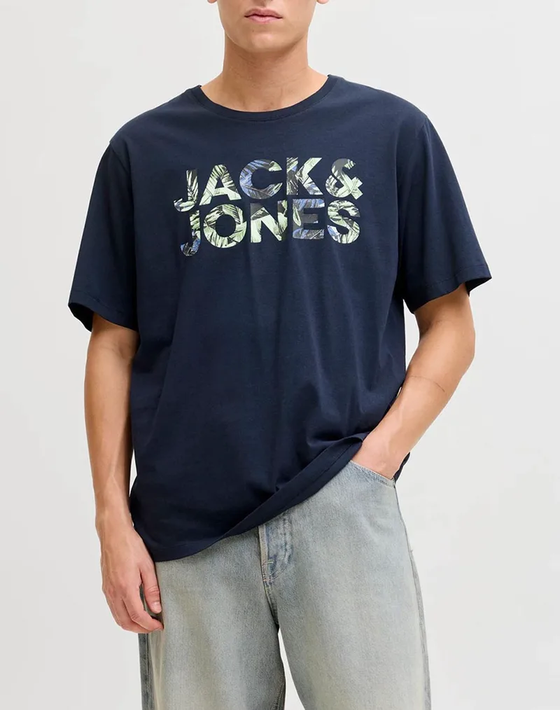 JACK&JONES JJEJEFF LOGO TEE SS SN 12288536-Sky Captain DarkBlue