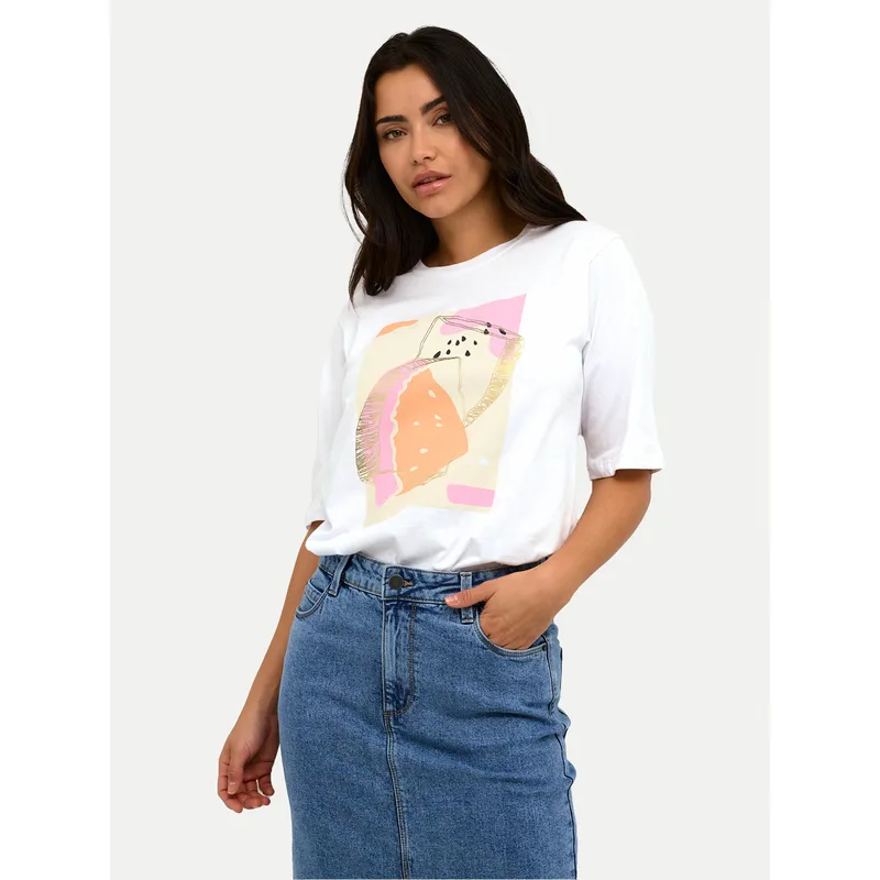 Kaffe T-Shirt Mira 10508592 Λευκό Regular Fit