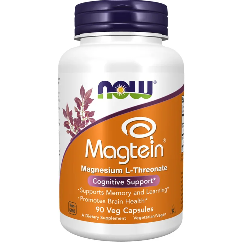 Now Foods Magtein Συμπλήρωμα Διατροφής L-Θρεονικού Μαγνησίου για την Καλή Λειτουργία του Εγκεφάλου, Ενίσχυση της Μνήμης & Σκέψης για Χαλαρή Διάθεση 90veg.caps
