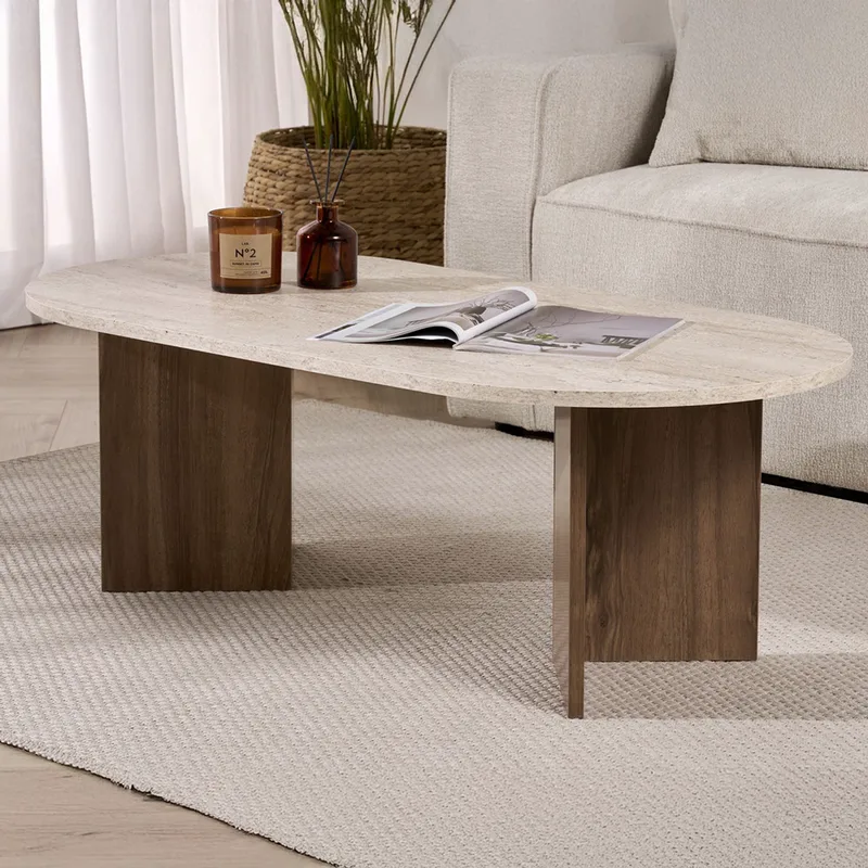 Τραπεζάκι Σαλονιού Sable - Travertine, Walnut 909Nrd1125 (119x40x60 cm)