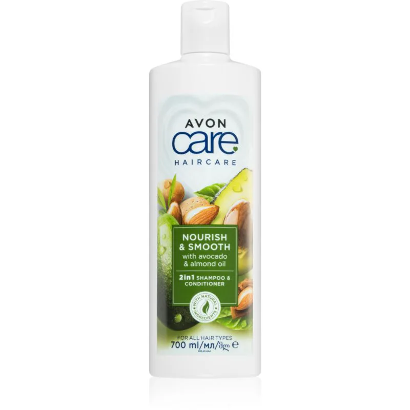 Avon Care Nourish & Smooth σαμπουάν και κοντίσιονερ 2 σε 1 με θρεπτικό αποτέλεσμα 700 μλ
