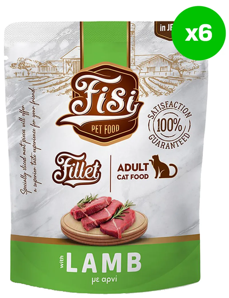 ΥΓΡΗ ΤΡΟΦΗ FISI CAT ADULT ΑΡΝΙ ΣΕ ΖΕΛΕ (6ΤΜΧ X 300GR)