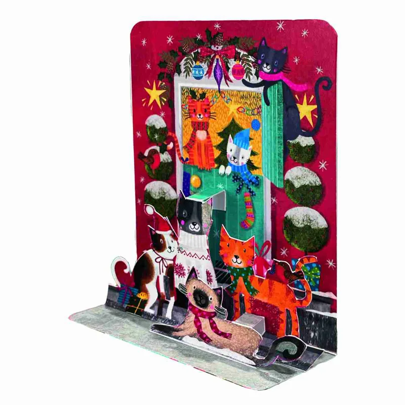Pictura Xmas 3D Αναδυόμενη Κάρτα Γατούλες με Δώρα