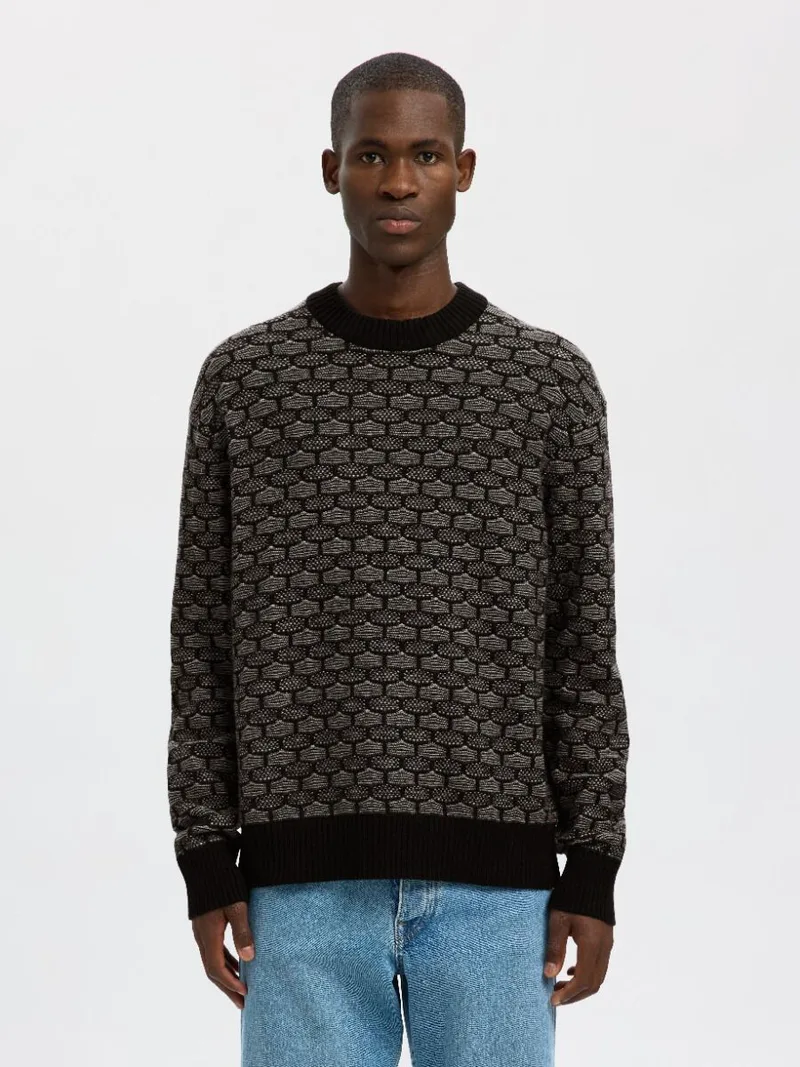 Selected Keith Ανδρικό Mακρυμάνικο Crew Neck Πλεκτό 16098359 Μαύρο