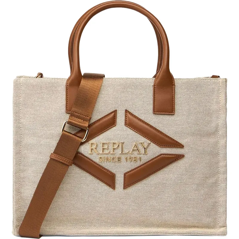 REPLAY μπεζ τσάντα ώμου FW3865