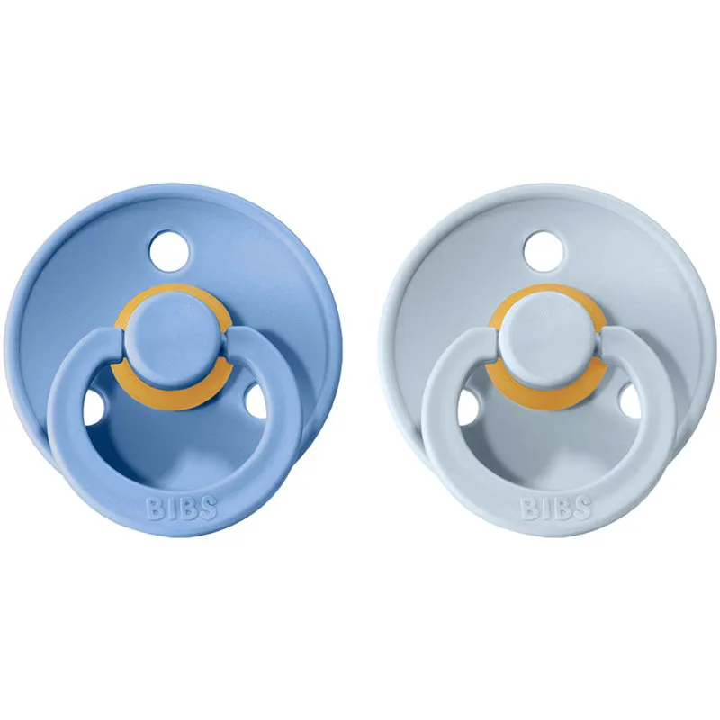 BIBS Colour Natural Rubber Size 2: 6+ months πιπίλα Sky Blue / Baby Blue 2 τμχ