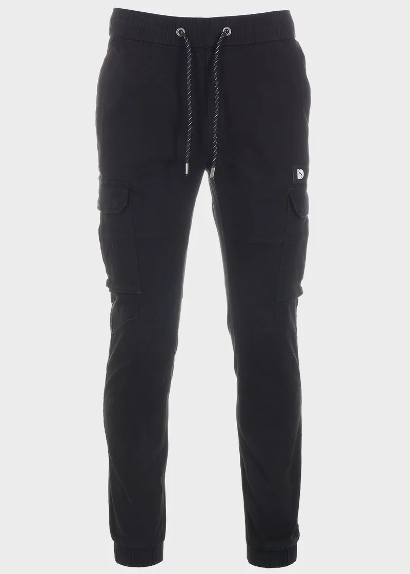 Ανδρικό παντελόνι cargo ελαστικό.Casual Style. ΜΑΥΡΟ