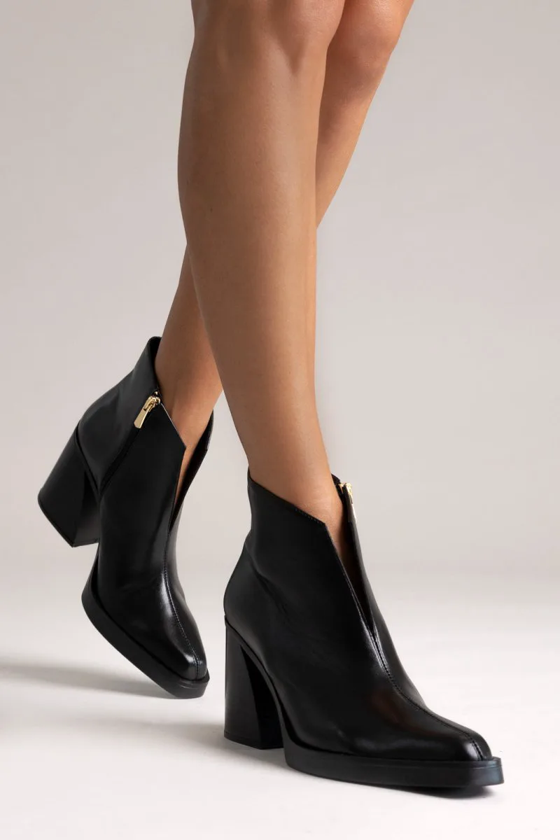 IRIS Cut Out Ankle Boots - TEO111 - Black Matte