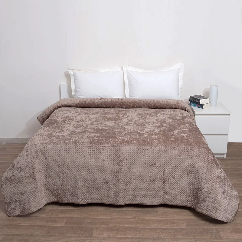 Κουβερλί Βελουτέ Μονό (160x220) Anna Riska Velvet Verona Μπεζ