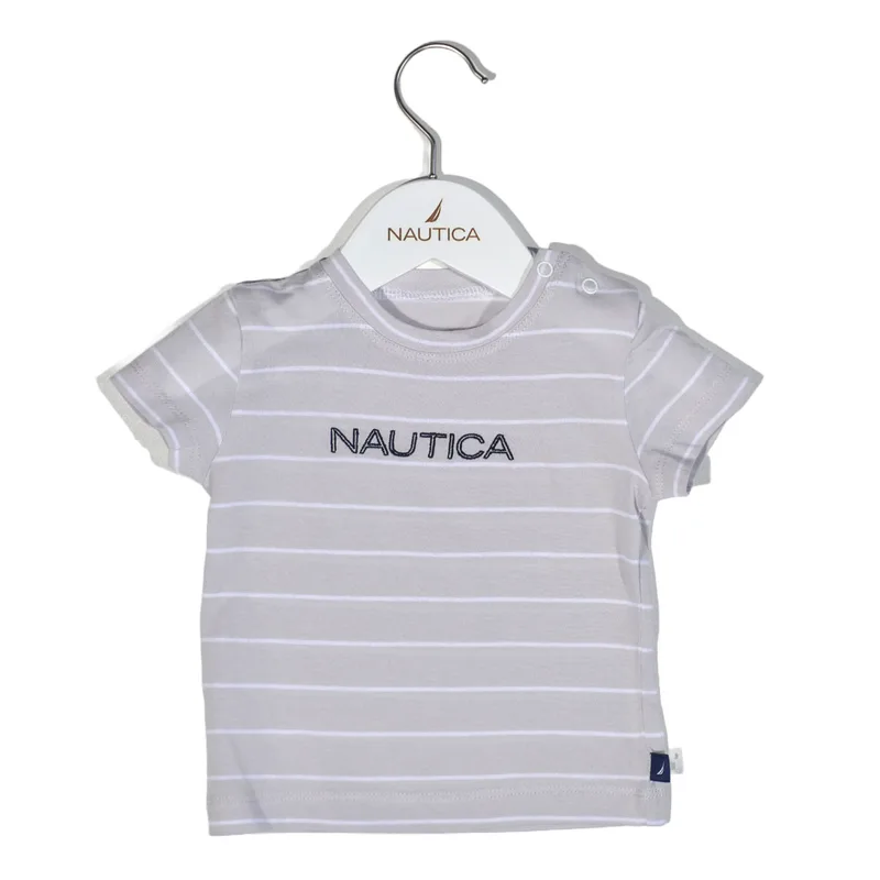 Μπλούζα Βρεφική Κοντομάνικη Nautica Γκρι Ριγέ 80 CM (9-12M) 80 CM (9-12M)