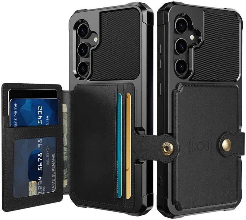 HappyCase 3 σε 1 - Θήκη Σιλικόνης με Ενσωματωμένο PU Πορτοφόλι - Samsung Galaxy S23 FE - Black (8719246409226)