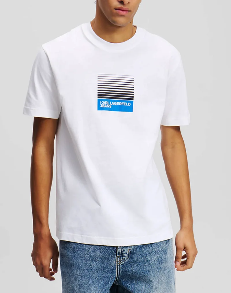 KARL LAGERFELD JEANS KLJ REG BOX FADE LOGO TEE A2M17041-100 White
