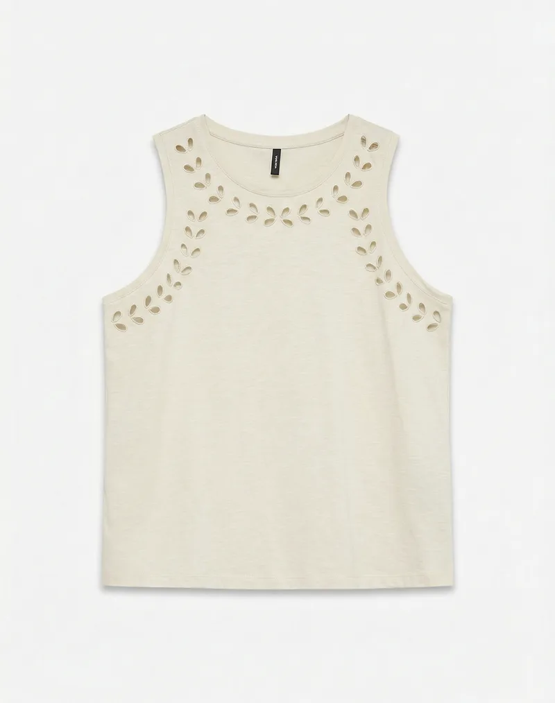 VERO MODA VMKLARA S/L O-NECK TOP JRS BTQ 10346038-Birch Biege