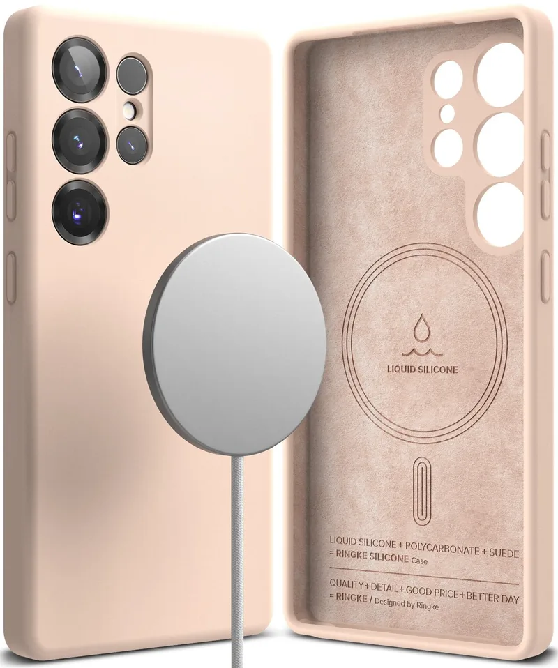 Θήκη Samsung Galaxy S25 Ultra Ringke Silicone Magnetic Ανθεκτική Σιλικόνης με MagSafe - Ροζ Sand (8800274969339)