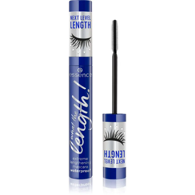 essence What The Length! αδιάβροχη μάσκαρα επιμήκυνσης απόχρωση 02 Black Waterproof 10 ml