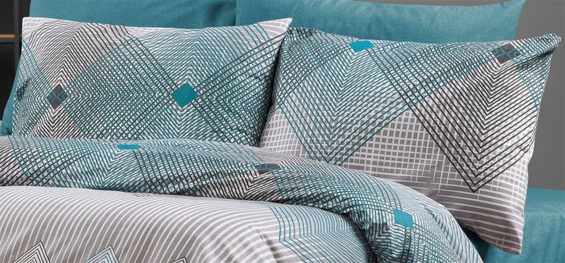 Μαξιλαροθήκη Φάκελος Polycotton 50x70εκ. Καλλιρόη 605 Grey-Petrol DimCol (Χρώμα: Γκρι, Ύφασμα: 70% Βαμβάκι-30% Polyester) - DimCol - 33311647066