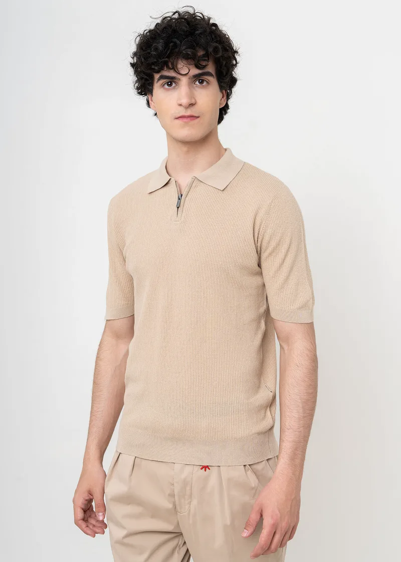 Hamaki Ho Zip Polo της σειράς Knitted - ME3145H Bez