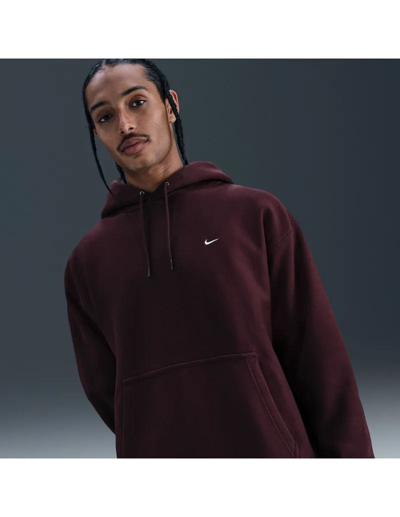 Nike Solo Swoosh Men's Pullover Hoodie Burgundy CrushBurgundy CrushWhite HV1082652 MBS