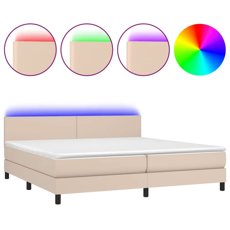 vidaXL Ξ�Ο�εβάτι Boxspring ΣτΟ�Ο�ΞΌΞ±&LED Ξ�απουτσίνο 200x200 ΞµΞΊ. Συνθ. Ξ”ΞΟ�ΞΌΞ±