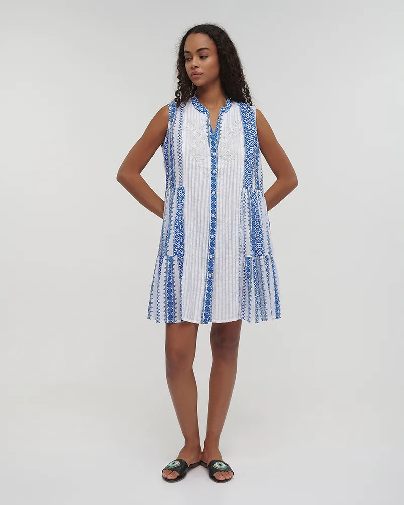 Φόρεμα BLE Mini Αμάνικο Με Ethnic Print