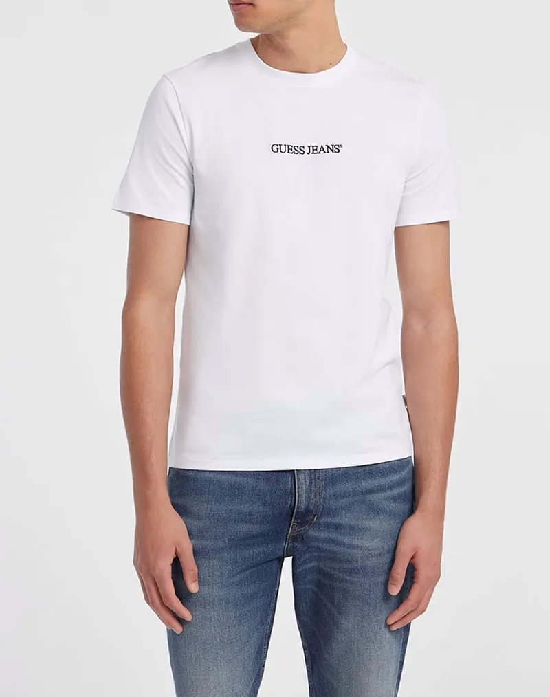 GUESS JEANS GJ SS CN SLIM LOGO EMBRO TEE ΜΠΛΟΥΖΑ ΑΝΔΡΙΚΟ M4YI52K8HM0-G011 White