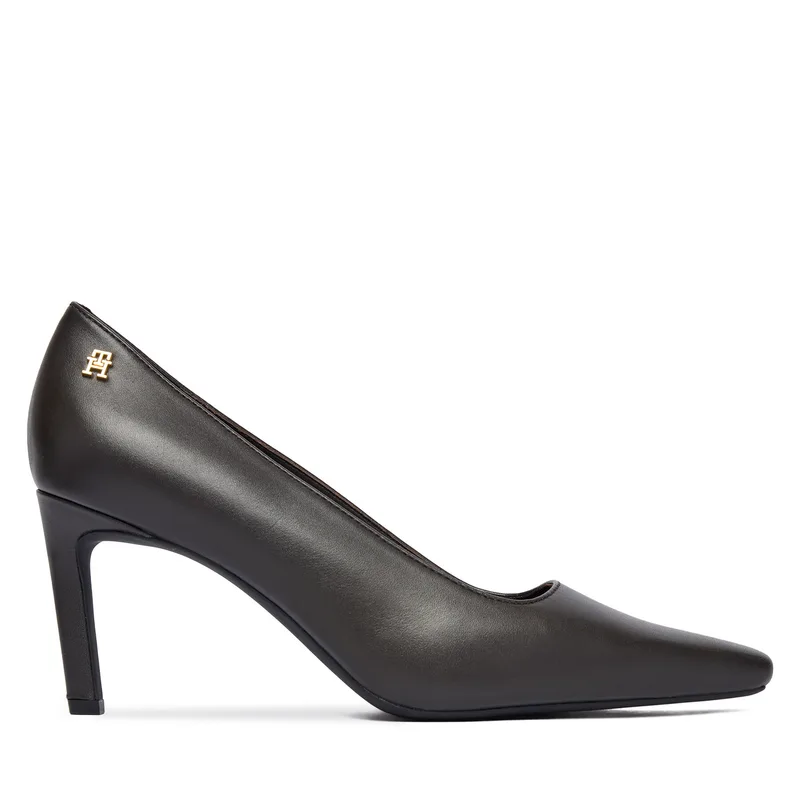 Γοβάκια Tommy Hilfiger Th Logo Lth Pump Slanted Hl FW0FW09008 Μαύρο