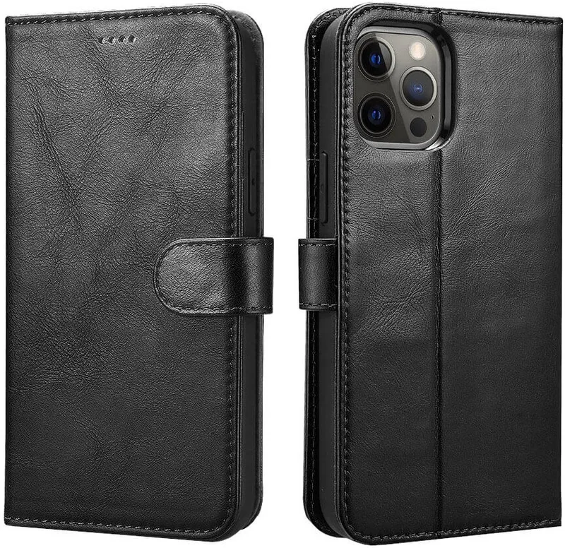 iCarer Crazy Horse Real Leather Detachable 2 in 1 Wallet - Δερμάτινη Θήκη / Πορτοφόλι με RFID - Apple iPhone 12 Pro Max - Black (WMI1208-BK)