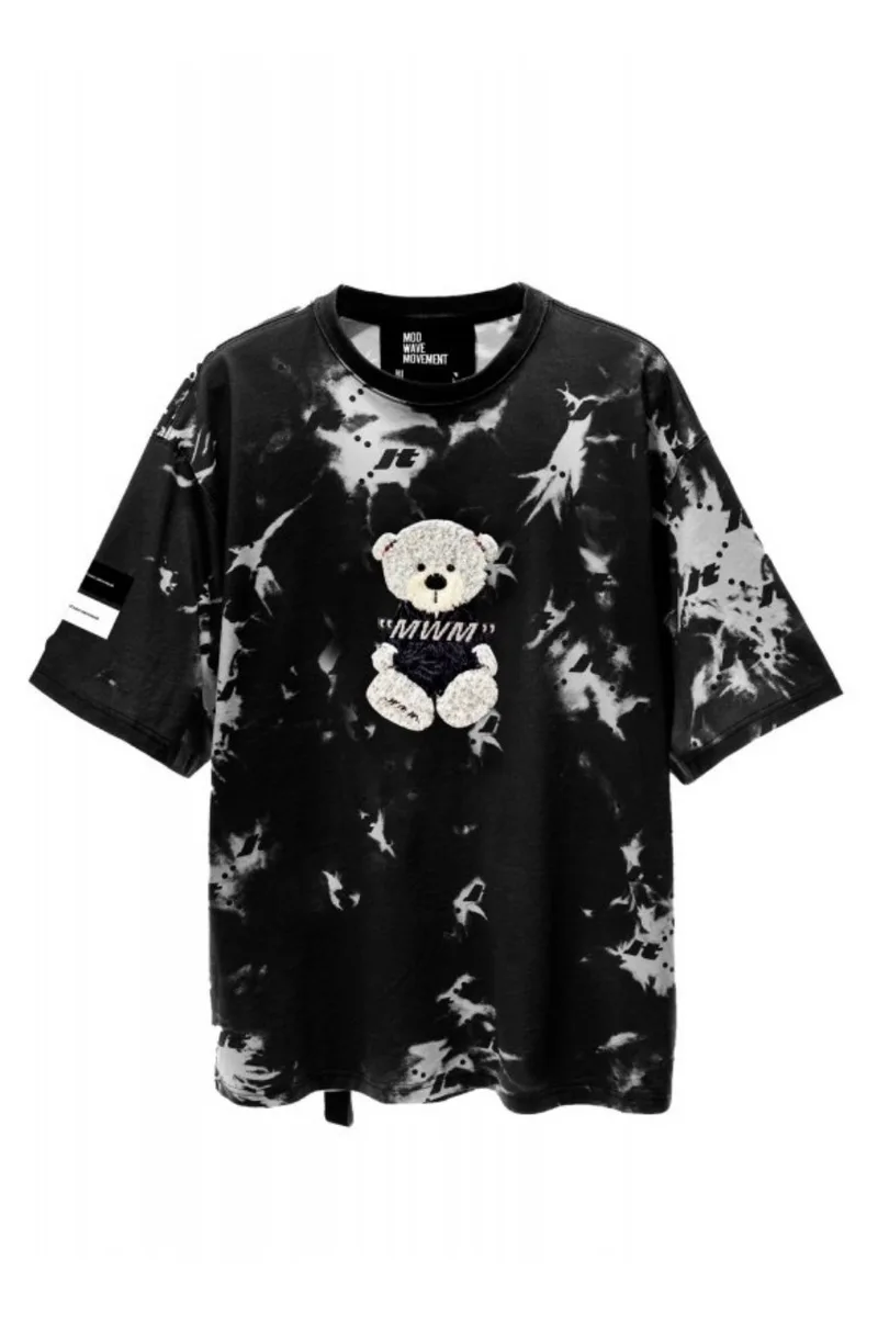 MOD WAVE MOVEMENT Teddy Unisex Tie Dye T-Shirt - Black-HW082020640-BLACK
