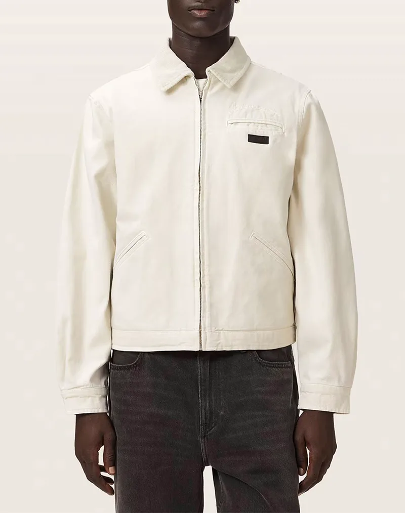 ALL SAINTS KOREY BORG JACKET M054OE-PEBBLE WHITE Ivory