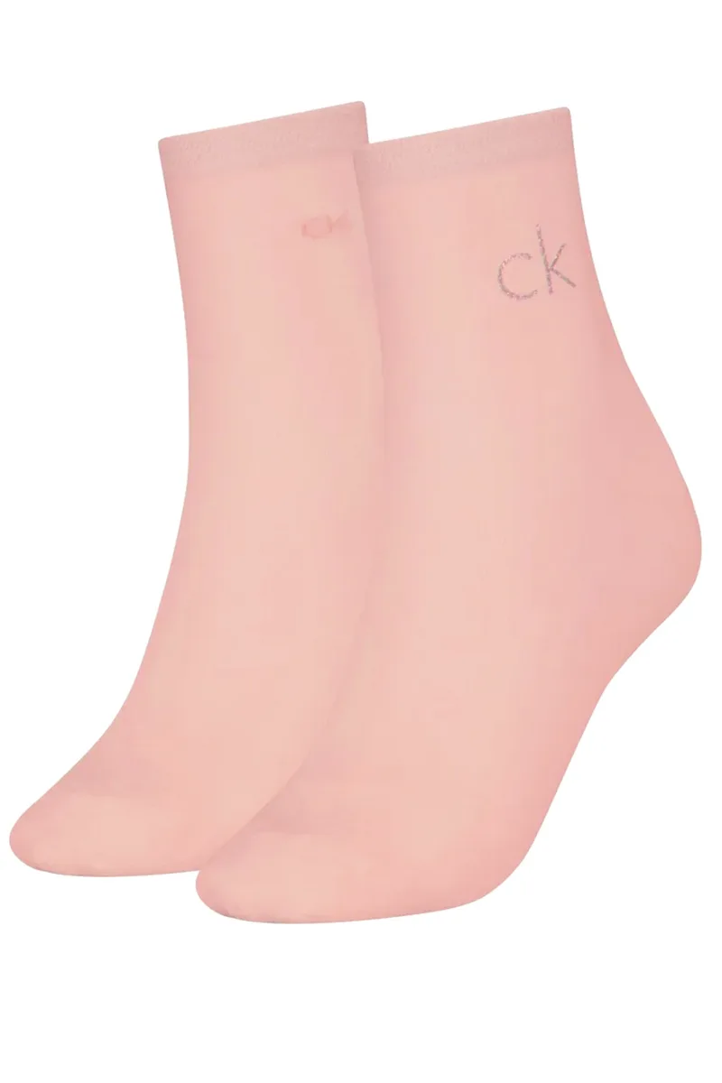 Calvin Klein γυναικείες κάλτσες CK Women Sock Short Sock Shiny Logo (Συσκ. με 2 ζεύγη)-701229680-004