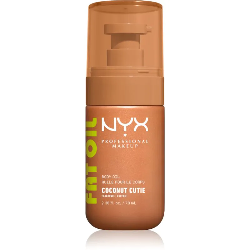 NYX Professional Makeup Fat Oil Body θρεπτικό λάδι σώματος προσθέτει ενυδάτωση και λάμψη με άρωμα Coconut Cutie 70 ml