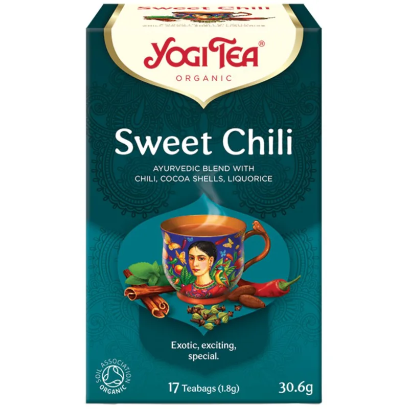Yogi Tea Sweet Chill Ρόφημα Βοτάνων & Μπαχαρικών που Συνδυάζει Σοκολάτα με Αρτύματα & Τσίλι που Εμπνέεται από την Μεξικανική Παράδοση για Ζωτικότητα & Πνεύμα 17 Teabags (17 Φακελάκια x 1,8g)