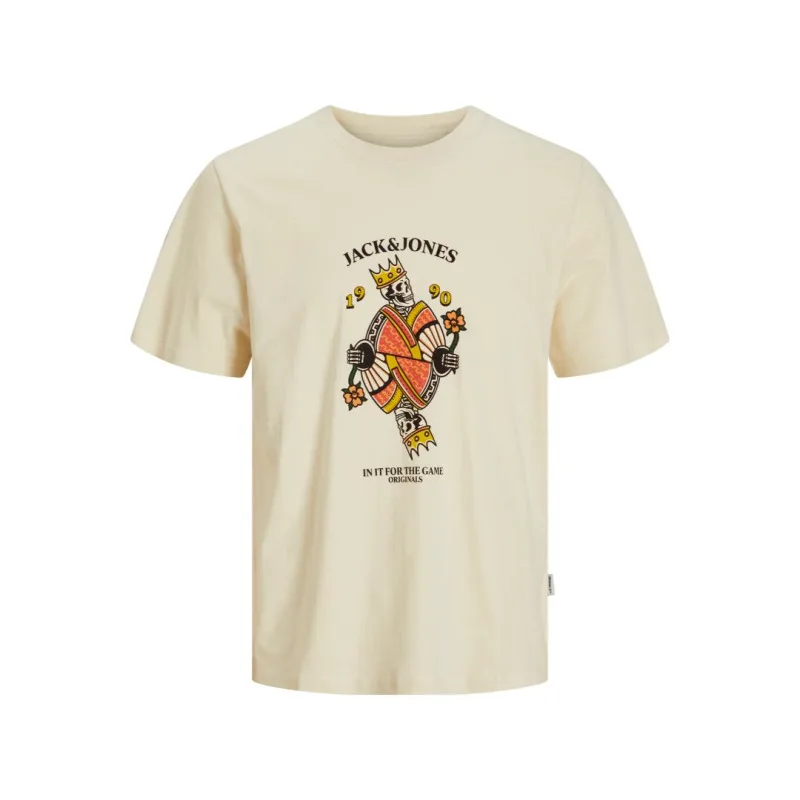 Jack & Jones "Anatomy Skull Tee"σε Plus fit γραμμή,με μεταξοτυπία - Antique White