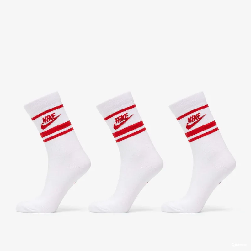 Nike NSW Everyday Essential Crew Socks 3-Pack White/ Red XL