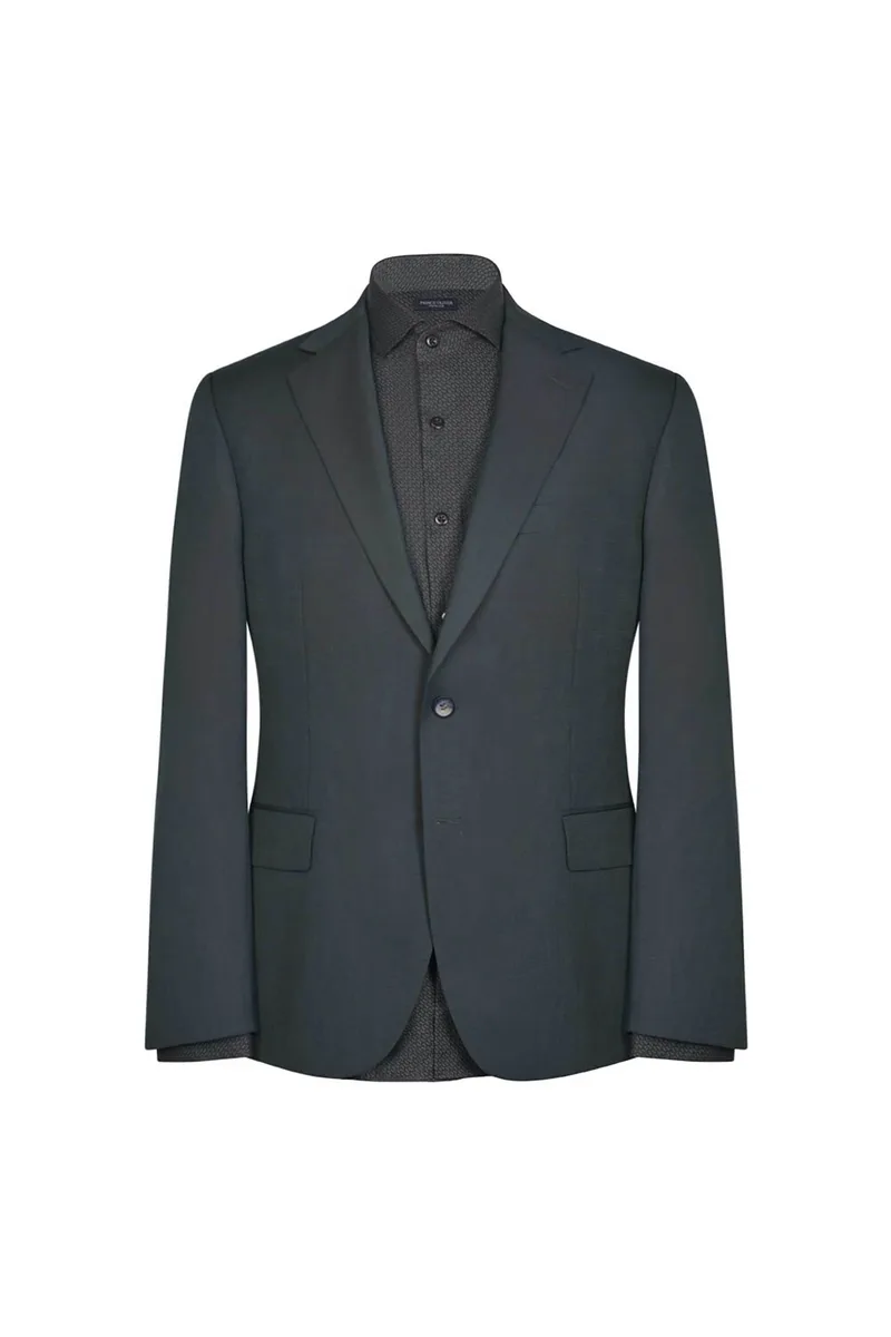 Prince Oliver ανδρικό σακάκι μονόχρωμο Modern Fit - 11989043 Πράσινο Σκούρο