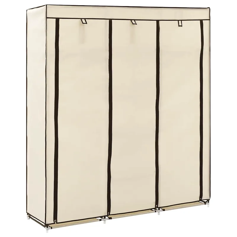 vidaXL Ντουλάπα με Χωρίσματα και Ράβδους, Μπεζ 150x45x175 εκ. από Ύφασμα
