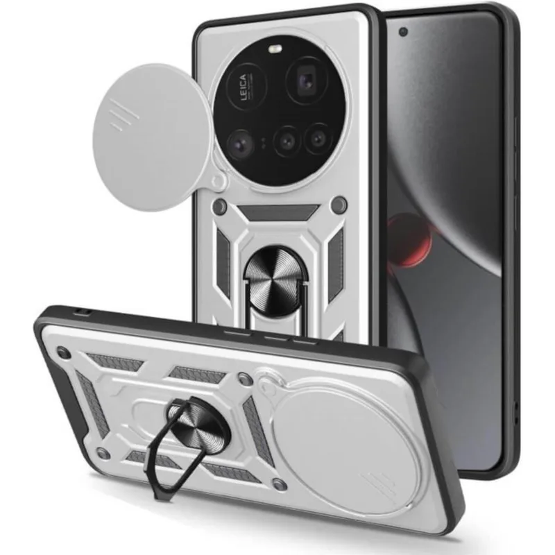 Θήκη Xiaomi 15 Ultra Bodycell Armor Slide Ανθεκτική με Κάλυμμα για την Κάμερα & Μεταλλικό Ring Holder - Silver (5206015082702)