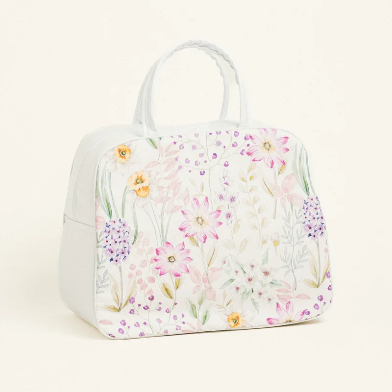 Beauty Home ΤΣΑΝΤΑ ΧΕΙΡΟΣ 35x40x23cm ΠΟΠΛΙΝΑ ΑΝΘΗ ΣΕ ΛΙΛΑ ΑΠΟΧΡΩΣΕΙΣ