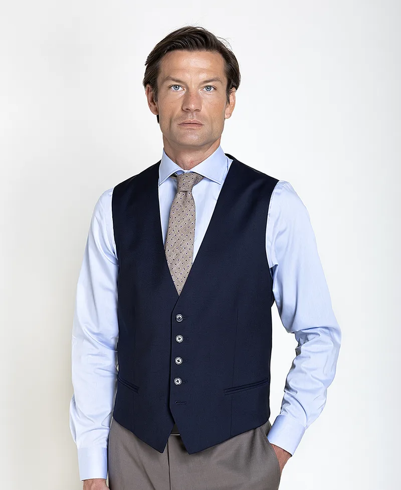 Vardas Ανδρικό Γιλέκο Virgin Wool Με Σταυρωτό V Κόψιμο Για Business & Formal Εμφανίσεις